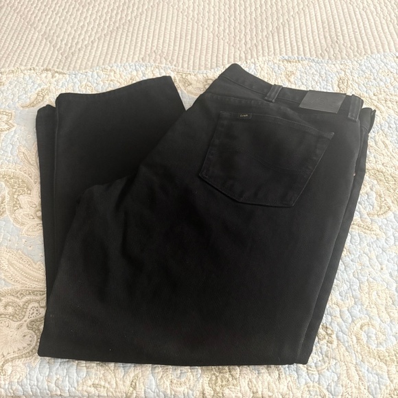 Men's Deep Black 44 X 30 Lee 100% Cotton Regular Fit Straight Leg Denim Jeans - Picture 1 of 5